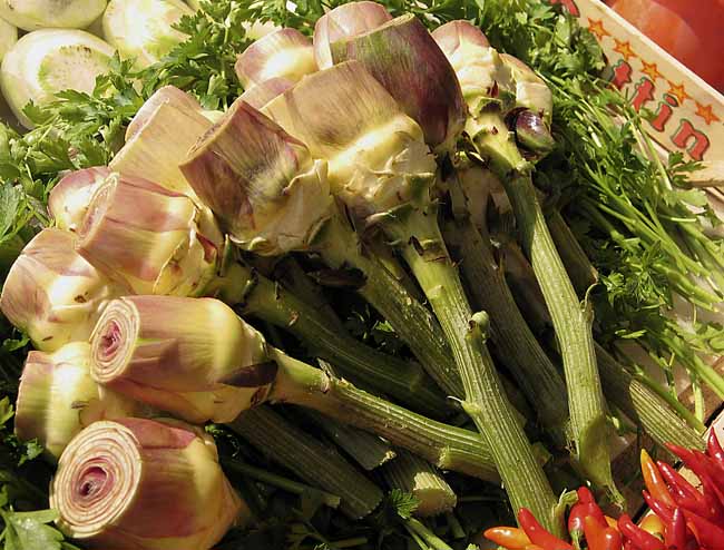 A bouquet of artichokes - Artichokes at the open-air market in Padua, Italy, JBLArts photography